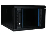 DSIT DS10-3404 4U 10 colių sieninis spintos korpusas su grūdinto stiklo durimis, 370x450x264 mm, juodas