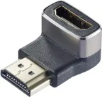 SpeaKa Professional SP-11306836 HDMI adapteris 8K 60Hz 4K 120Hz 90&deg; kampu žemyn, vyri&scaron;kas į moteri&scaron;ką, juodas/sidabrinis