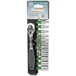 Br&uuml;der Mannesmann M29114 14 dalių 1/4 inch reketo galvučių rinkinys, chromo vanadžio plienas, 4&ndash;13 mm