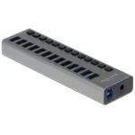 DeLOCK i&scaron;orinis USB 5 Gbps &scaron;akotuvas su 13 prievadų ir jungikliais, USB 3.2 Gen 1 (3.1 Gen 1) Type-B, USB 3.2 Gen 1 (3.1 Gen 1) Type-A, 5000 Mbit/s, pilka, aliuminis, 1 m