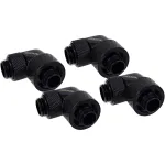 Eiszapfen 16/10mm įsukama jungtis 90&deg; pasukama G1/4, juoda, mink&scaron;toms žarnoms (PVC, silikonas, neoprenas)