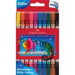 FABER-CASTELL blizgios dvigubų antgalių flomasteriai, 10 skirtingų spalvų, nuplaunami, 3-5 mm ir 1 mm antgaliai 151107
