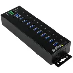 StarTech.com 10 prievadų pramoninis USB 3.0 &scaron;akotuvas su ESD ir vir&scaron;įtampio apsauga