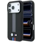 BMW M Quadrille Kevlar Anthracite & Tricolor Print Lines MagSafe dėklas iPhone 18 Pro Max / 17 Pro Max, juodas