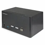 StarTech.com 2 prievadų 3 monitorių DisplayPort KVM jungiklis &ndash; 4K 60Hz UHD HDR &ndash; darbalaukio DP 1.2 KVM su 2 prievadų USB 3.0 &scaron;akotuvu (5Gbps) ir 4x USB 2.0 HID prievadais, garsu, sparčiųjų klavi&scaron;ų perjungimu &ndash; TAA
