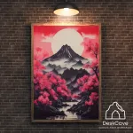 Plakatas &bdquo;Kalnų saulėtekis Japonijoje&ldquo; &ndash; A4 (21 &times; 30 cm), su juodu rėmeliu ir tvirtinimu