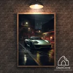 Plakatas &bdquo;Porsche GT3RS&ldquo; &ndash; A2 (42 &times; 59 cm), su medžio spalvos rėmeliu ir tvirtinimu