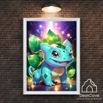 Plakatas &bdquo;Pokemon Bulbasaur&ldquo; &ndash; A3 (30 &times; 42 cm), su baltu rėmeliu ir tvirtinimu