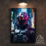 Plakatas &bdquo;Kibernetinis robotas&ldquo; &ndash; A2 (42 &times; 59 cm), su medžio spalvos rėmeliu ir tvirtinimu