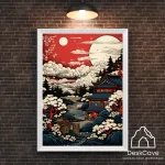 Plakatas &bdquo;Japonijos tapyba&ldquo; &ndash; A1 (59 &times; 84 cm), su baltu rėmeliu ir tvirtinimu