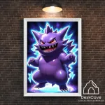 Plakatas &bdquo;Pokemon Gengar&ldquo; &ndash; A1 (59 &times; 84 cm), su baltu rėmeliu ir tvirtinimu
