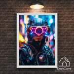 Plakatas &bdquo;Cyber Man with Goggles&ldquo; &ndash; A3 (30 &times; 42 cm), su baltu rėmeliu ir tvirtinimu
