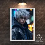 Plakatas &bdquo;Cyber White Haired Guy&ldquo; &ndash; A1 (59 &times; 84 cm), su baltu rėmeliu ir tvirtinimu