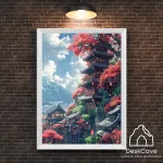 Plakatas &bdquo;Japoni&scaron;kas namas&ldquo; &ndash; A3 (30 &times; 42 cm), su baltu rėmeliu ir tvirtinimu