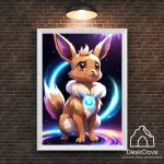 Plakatas &bdquo;Pokemon Eevee&ldquo; &ndash; A3 (30 &times; 42 cm), su baltu rėmeliu ir tvirtinimu