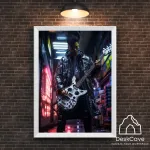 Plakatas &bdquo;Cyber Man with Guitar&ldquo; &ndash; A3 (30 &times; 42 cm), su baltu rėmeliu ir tvirtinimu