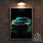 Plakatas &bdquo;Lamborghini Hurracan&ldquo; &ndash; A2 (42 &times; 59 cm), su medžio spalvos rėmeliu ir tvirtinimu