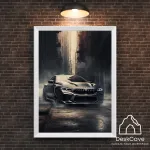 Plakatas &bdquo;BMW M8 Coupe&ldquo; &ndash; A2 (42 &times; 59 cm), su baltu rėmeliu ir tvirtinimu