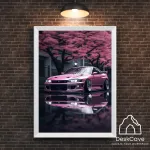 Plakatas &bdquo;Nissan Silvia&ldquo; &ndash; A2 (42 &times; 59 cm), su baltu rėmeliu ir tvirtinimu