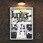 Plakatas &bdquo;Jupiterio džiazas&ldquo; &ndash; A1 (59 &times; 84 cm), su baltu rėmeliu ir tvirtinimu