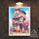 Plakatas &bdquo;Japoni&scaron;kas namas II&ldquo; &ndash; A4 (21 &times; 30 cm), su baltu rėmeliu ir tvirtinimu