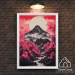 Plakatas &bdquo;Kalnų saulėtekis Japonijoje&ldquo; &ndash; A4 (21 &times; 30 cm), su baltu rėmeliu ir tvirtinimu