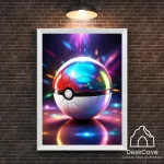 Plakatas &bdquo;Pokeball&ldquo; &ndash; A3 (30 &times; 42 cm), su baltu rėmeliu ir tvirtinimu