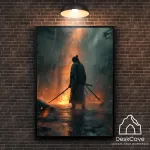 Plakatas &bdquo;Kritęs samurajus&ldquo; &ndash; A2 (42 &times; 59 cm), su juodu rėmeliu ir tvirtinimu