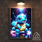 Plakatas &bdquo;Pokemon Squirtle&ldquo; &ndash; A2 (42 &times; 59 cm), su medžio spalvos rėmeliu ir tvirtinimu
