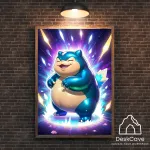 Plakatas &bdquo;Pokemon Snorlax&ldquo; &ndash; A3 (30 &times; 42 cm), su medžio spalvos rėmeliu ir tvirtinimu