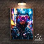 Plakatas &bdquo;Cyber Man with Goggles&ldquo; &ndash; A2 (42 &times; 59 cm), su medžio spalvos rėmeliu ir tvirtinimu