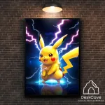 Plakatas &bdquo;Pokemon Pikachu&ldquo; &ndash; A2 (42 &times; 59 cm), su juodu rėmeliu ir tvirtinimu