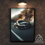 Plakatas &bdquo;AUDI R8&ldquo; &ndash; A4 (21 &times; 30 cm), su juodu rėmeliu ir tvirtinimu