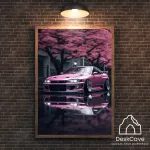 Plakatas &bdquo;Nissan Silvia&ldquo; &ndash; A1 (59 &times; 84 cm), su medžio spalvos rėmeliu ir tvirtinimu