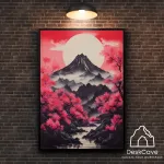 Plakatas &bdquo;Kalnų saulėtekis Japonijoje&ldquo; &ndash; A3 (30 &times; 42 cm), su medžio spalvos rėmeliu ir tvirtinimu