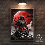 Plakatas &bdquo;Raudonasis nakties samurajus&ldquo; &ndash; A3 (30 &times; 42 cm), su medžio spalvos rėmeliu ir tvirtinimu