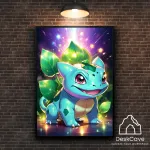 Plakatas &bdquo;Pokemon Bulbasaur&ldquo; &ndash; A1 (59 &times; 84 cm), su juodu rėmeliu ir tvirtinimu
