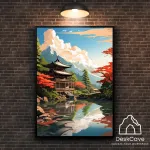 Plakatas &bdquo;Japonijos ežeras&ldquo; &ndash; A3 (30 &times; 42 cm), su juodu rėmeliu ir tvirtinimu