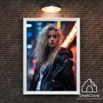 Plakatas &bdquo;Cyber Blonde Girl&ldquo; &ndash; A3 (30 &times; 42 cm), su baltu rėmeliu ir tvirtinimu