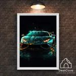 Plakatas &bdquo;Lamborghini Hurracan&ldquo; &ndash; A4 (21 &times; 30 cm), su baltu rėmeliu ir tvirtinimu