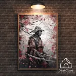 Plakatas &bdquo;Samurajus&ldquo; &ndash; A3 (30 &times; 42 cm), su medžio spalvos rėmeliu ir tvirtinimu