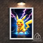 Plakatas &bdquo;Pokemon Pikachu&ldquo; &ndash; A2 (42 &times; 59 cm), su baltu rėmeliu ir tvirtinimu