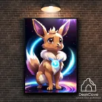 Plakatas &bdquo;Pokemon Eevee&ldquo; &ndash; A2 (42 &times; 59 cm), su juodu rėmeliu ir tvirtinimu