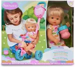 Ecost prekė po grąžinimo Nenuco and Her Tricycle Baby Doll lėlė su miela suknele, rožinis triratukas