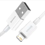 Baseus 1.0m USB-A to Ligthning kabelis, baltas