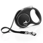 FLEXI pavadėlis &scaron;uniui Black Design S juostinis 5m, juodas