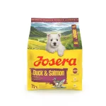 Josera MiniJunior Duck + Salmon sausas pa&scaron;aras mažų veislių jauniems &scaron;unims su antiena ir la&scaron;i&scaron;a, 900 g