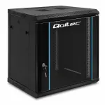 Qoltec RACK Cabinet 19" | 12U | 600 x 635 x 450 | Tempered doors | Hanging | Steel case | Lock | Black
