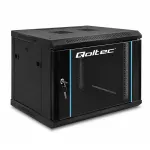Qoltec RACK Cabinet 19" | 6U | 600 x 370 x 600 | Tempered doors | Hanging | Steel case | Lock | Black