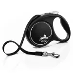 FLEXI pavadėlis &scaron;uniui Black Design M juostinis 5m, juodas